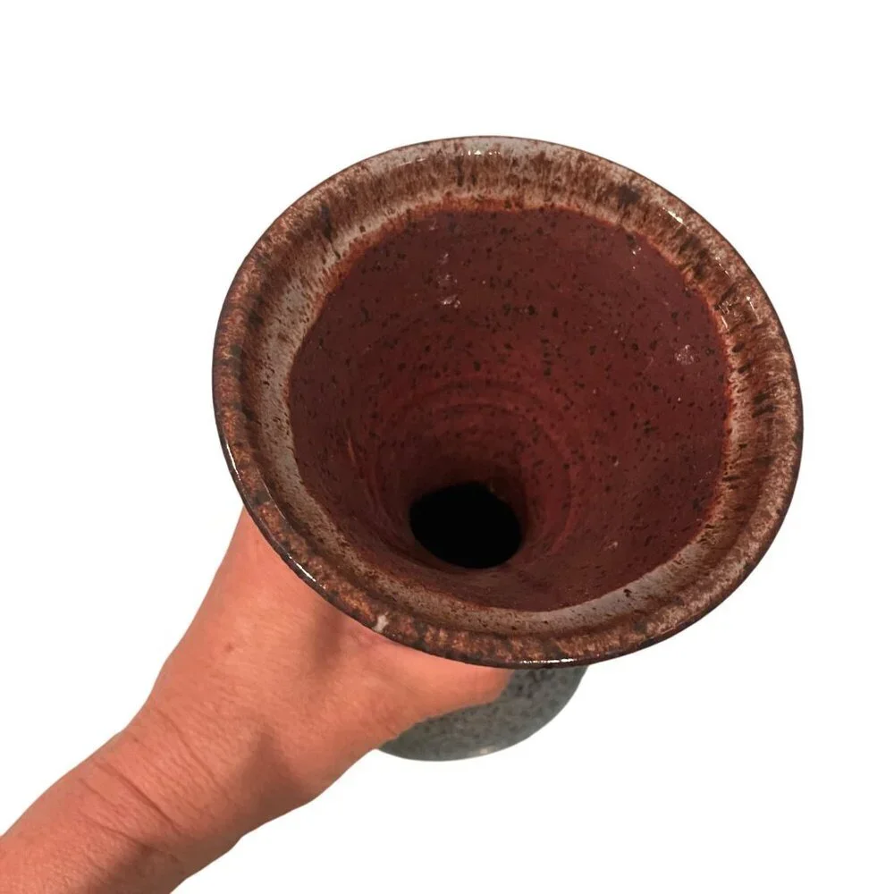 David Stewart Vintage Vase Blue Brown Stoneware Decor Collectible